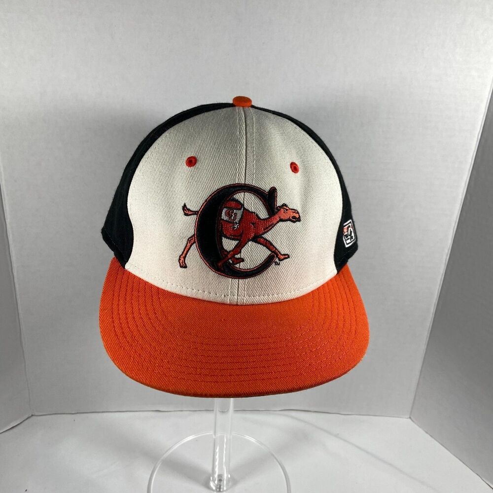 The Game Pro Campbell Camels Hat 7 3/8 Fitted NCAA Big South Black Orange